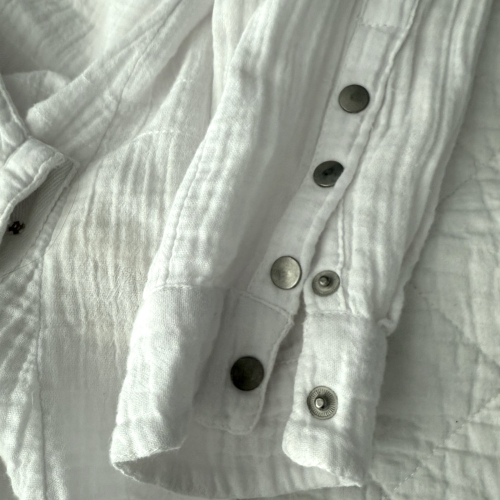 We The Free White Wrap Ribbed 100% Cotton Blouse - Picture 5 of 9